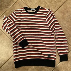 Scotch and Soda sweater crewneck sweatshirt stripe red black white Waldo